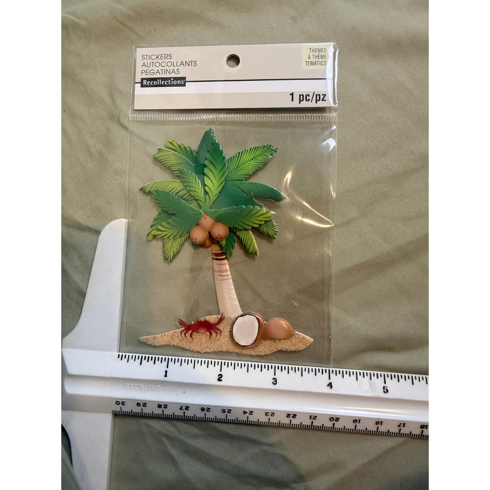 Recollections Palm Tree 3D Dimensional Sticker Tropical Beach Crab 1pc NEW